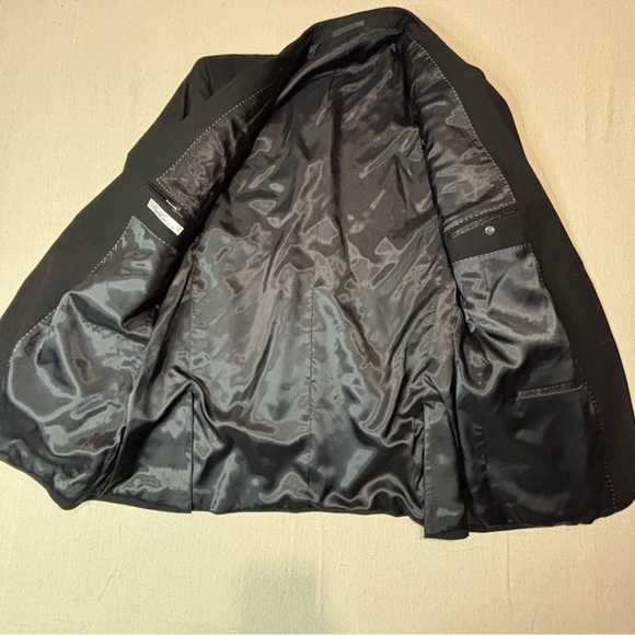 48L Men's Kenneth Cole New York Blazer Onyx Black 100% Wool 2 Button Sport Coat - Picture 5 of 10